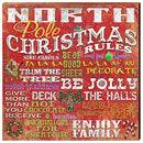 North Pole Christmas Rules Home Decor Art Print on Real Wood