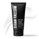 Titan Tallow SPF 50 Mineral Sunscreen – Organic Grass-Fed Beef Tallow with Non-Nano Zinc Oxide – Broad Spectrum UVA/UVB, Reef Safe, for Face and Body – 5 Oz