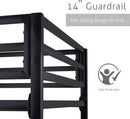 Twin Over Twin Metal Bunk Bed Black Guardrail And Ladder