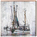 I Heart Saipan White Shimp Boat Home Decor Art Print on Real Wood