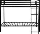 Twin Over Twin Metal Bunk Bed Black Guardrail And Ladder