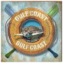 Gulf Coast Life Ring with Turtle Home Decor Art Print on Real Wood