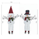 2 Pack Christmas Table Decorations, 18" Lighted Plush Snowmen Christmas Trees with Pine Cone Twigs, Light Up Snowman Holiday Present, Battery Operated Xmas Gifts Tabletop Ornaments (Black and Red)