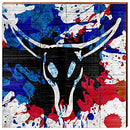 Texas Longhorn Abstract Home Decor Art Print on Real Wood