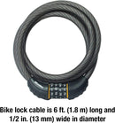 Master Lock© Cable Combination Lock, Set Your Own Combination Bike Lock, 6 ft. Long, 8122D , Black