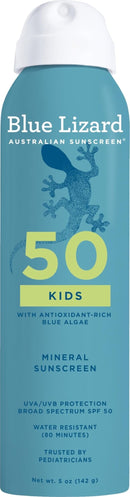 Blue Lizard Kids Mineral Sunscreen Spray SPF 50+, Brand, Broad-Spectrum UVA/UVB Protection, Water-Resistant, Zinc Oxide Formula, 5 fl oz