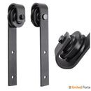 Quadro 4522 Matte Black Barn Door with Clear Glass and Black Rail