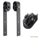 Lucia 2266 Matte Black Barn Door with Clear Glass and Black Rail