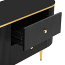 U-Can Modern TV Stand for TVs up to 80 Inches, Entertainment Center with 4 Drawers and 1 Cabinet, Wood TV Console Table with Metal Legs and Handles for Living room(Old SKU:SJ000117AAB)