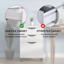 White Mobile File Cabinet 3 Drawer Office Storage Organizer