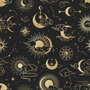 Astronomy Pattern Peel and Stick Wallpaper. Stars, Sun, Moon and Cloud. Removable Wall Mural