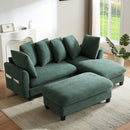 Upholstered Sectional Sofa with Movable Ottoman and Storage in Green Chenille, 83 Inch