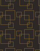 Dark Brown and Gold Square Geometric Pattern Peel and Stick Wallpaper | Removable Wall Mural