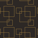 Dark Brown and Gold Square Geometric Pattern Peel and Stick Wallpaper | Removable Wall Mural