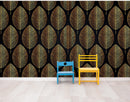 Gold Leave Autumn Pattern Peel and Stick Wallpaper | Removable Wall Mural