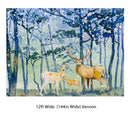 Deer Family in Snow Forest Peel and Stick Wallpaper | Removable Wall Mural.