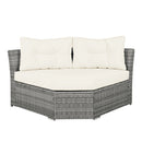 Patio Furniture Set Outdoor Daybed Rattan Sectional with Cushions and Center Table, Beige, Iron & Rattan, Multiple Sizes