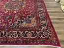Red Persian Mashad Rug 10x13 - Floral Medallion Signed By Masterweaver