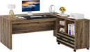 62.2 Inch L Shaped Desk With Mobile File Cabinet Brown