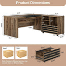 62.2 Inch L Shaped Desk With Mobile File Cabinet Brown