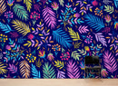 Bright Colorful Fern Arrangement Mural.