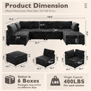 Modular Sectional Sofa Black Corduroy Convertible Sleeper