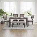 Diamond Patterned Dining Table Set Gray Walnut Stain