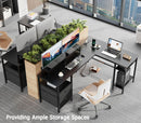 Fifty Nine Inch L Shaped Desk With Black Storage Drawers Unit