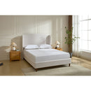 Hannah Upholstered Wingback Bed Size Queen / Tall 54' Headboard Upholstered Queen Bed / Premium Textured Canvas Chenille Look Ivory / Minimalist Designs / No Box Spring Needed / Easy Assembly / Queen