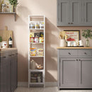 White 6-Tier Narrow Bookshelf With Door For Small Space