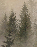 Misty Pine Tree Forest Landscape Wallpaper. Peel and Stick Wall Mural. Self Adhesive Nursery Wall Decor.