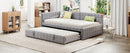 Full Size Upholstered L-Shaped Upholstered Daybed with Twin
Size Pop Up Trundle and USB ports, Gray