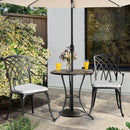 Outdoor Cast Aluminum Bistro Set 3 Piece With Umbrella Hole Gray Cushions