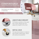Pink Velvet Swivel Home Office Chair 360 Degree With Gold Base