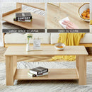 A modern and practical log colored textured coffee table,tea table. The double-layer coffee table is made of MDF material. Suitable for living room 43.3"x21.6"x16.5"