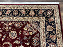 Sino Persian Rug 9x11, Burgundy and Navy Blue, Fine 200 KPSI, Floral Allover