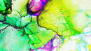 Alcohol Ink Abstract Pattern Peel and Stick Wallpaper Mural. (Lime, Green, Yellow, Purple Stained)