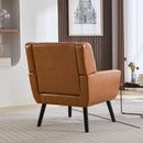 Modern Soft Leather Material Ergonomics Accent Chair Living Room Chair Bedroom Chair Home Chair With Black Legs For Indoor Home-Light Brown PU