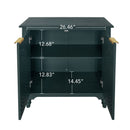 Hollow Carved 2 Door Accent Cabinet With Adjustable Shelf, Sideboard Buffet For Entryway, Living Room Or Bedroom - Blackish Green