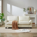 75.6" Pets friendly Leather Rolled Arm Upholstered Loveseat 2-seater Couch with Removable Back Cushion, Modern Couches for Small Spaces Living Room, Bedroom, Apartment, Beige White