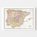 Vintage Map of Spain & Portugal 1871