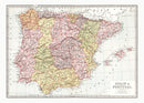 Vintage Map of Spain & Portugal 1871