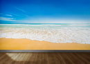 Bright Afternoon Blue Skies Ocean Beach Wave Wall Mural.