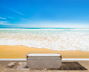 Bright Afternoon Blue Skies Ocean Beach Wave Wall Mural.