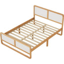 Modern Style Queen Size Solid Wood Platform Bed for Kids, Teens, Adults, No Need Box Spring, Walnut and White