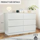Modern 6 Drawer Dresser with Spacious Countertop and Concealed Handles, Storage Cabinet for Bedroom and Living Room, White MDF