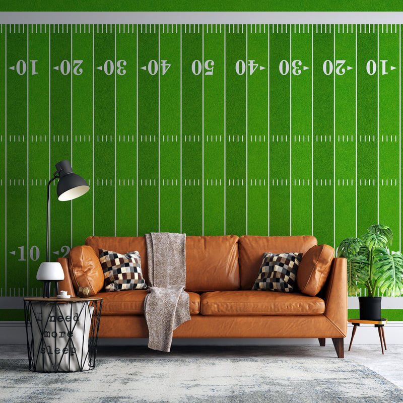 Football Field Wall Mural. 100 yard field with end zone large wall mural.