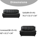 Black Leather Sofa Set With Loveseat For Living Room