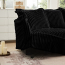 Slipcovered Sectional 2 Seater Sofa Couch with Convertible Ottoman, Wide and Deep Seat L Shaped Sofa with Detachable Cover and Soft Multiple Big Pillows,Black Corduroy Fabric