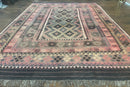 Persian Kurdish Kilim Rug 8x10, Large Flatweave Tribal Bohemian Rug, Vintage Zarand Kilim